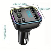 رخيصةأون مجموعة بلوتوث السيارة/الاستخدام حر اليدين-طقم سيارة Bt جهاز إرسال FM Pd Type-C Dual USB 3.1A شاحن سريع ملون ضوء محيطي جهاز استقبال الصوت يدوي mp3 سيارة لاسلكية مشغل mp3