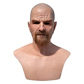 cheap Halloween Mask &amp; Props-Halloween Christmas Mask Headgear, Fierce Black Haired Old Man Mask Simulation Character Mask Masquerade Play Props Funky Cosplay Accessory