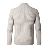 cheap Men&#039;s Pullover Sweater-Men&#039;s Pullover Sweater Jumper Quarter Zip Pullover Sweater Jumper Ribbed Knit Regular Knit Plain Quarter Zip Modern Contemporary Work Daily Wear Clothing Apparel Fall &amp; Winter Black White M L XL