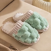cheap Women&#039;s Slippers &amp; Flip-Flops-Women&#039;s Pink Fuzzy Slippers, Cozy Indoor House Shoes with Knitted Upper and Plush Lining for Winter Comfort