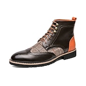 levne Dámské boty-pánské boty z umělé kůže a kostkované brogue, šněrovací kotníkové boty ve vintage stylu s detaily na konci křídel pro formální i běžné nošení