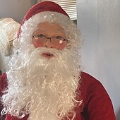 cheap Photobooth Props-Santa Mask White beard curly Grandpa Santa latex masquerade prop