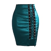 cheap Plain Skirts-Women&#039;s Skirt Bodycon Midi High Waist Skirts Drawstring Solid Colored Street Daily Spring &amp; Summer Elegant Fashion Casual Wine Black Dark Red Blue