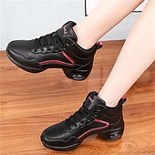 abordables Chaussures de jazz-Femme Chaussures de Jazz Baskets de Danse Danse en ligne Utilisation Entraînement Soirée Manteaux en similicuir Plus doux Professionnel Deli-pointes Talon épais Bout rond Lacet Adolescent Adulte Noir
