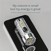 abordables Linternas-Mini linterna llavero recargable por USB con luces laterales multicolores - 7 modos de iluminación para camping y emergencias