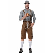 preiswerte Männer-Oktoberfest Lederhosen Hemd Bayerisch Bayerisch Deutsch Wiesn Herren Stoff im traditionellen Stil Bluse Shorts Hut