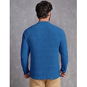 economico magliette di base-Per uomo Maglietta Camicia a Maniche Lunghe Manica Lunga Girocollo Primavera &amp; Autunno Semplice Striscia di Fossa Moda Designer Essenziale Lavoro a maglia Vacanza Streetwear Uscire Vinaccia Nero Blu