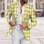 preiswerte Herren bedruckte Blazer-Herren Argyle Langarm Umlegekragen Geschäftlich Arbeit Büro-Outfit Ausgehen Knöpfe Druck