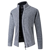 economico Maglioni Cardigan da uomo-Per uomo Cardigan Maglione Maglione con zip A coste Maglia Standard Tasche Lavorato a maglia Liscio Colletto alla coreana Top caldi Contemporaneo moderno Da tutti i giorni Per uscire Abbigliamento