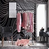 voordelige Behang-cool wallpapers 3d abstracte muurschildering behang muurschildering muurstickers bladeren abstracte schets foto geschikt voor hotel woonkamer slaapkamer art deco