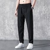 billiga lediga byxor-Herr Aktiv Långbyxor Casual byxor Ficka Snörning Elastisk midja Ensfärgat Andningsfunktion Utomhus Fullängd Ledigt Dagligen Streetwear Stylish Ledig / Sportig Svart rakt ben Microelastisk
