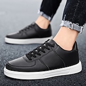 billiga Herrsneakers-Herr Sneakers Kontor / Business Vita skor Promenad Ledigt Dagligen Läder Bekväm Korta stövlar / ankelstövlar Loafers Svart Vit Vår Höst