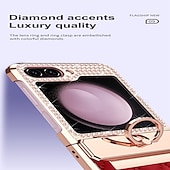 cheap Samsung Cases-Phone Case For Samsung Galaxy Z Flip 7 Z Flip 6 Z Flip 5 Z Flip 4 Z Flip 3 Back Cover Shockproof Crystal Diamond TPU PU Leather