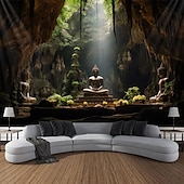 cheap Boho Tapestry-Buddha Landscape Boho Hanging Tapestry Wall Art Large Tapestry Mural Decor Photograph Backdrop Blanket Curtain Home Bedroom Living Room Decoration