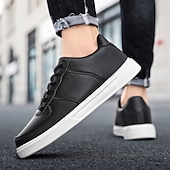 billiga Herrsneakers-Herr Sneakers Kontor / Business Vita skor Promenad Ledigt Dagligen Läder Bekväm Korta stövlar / ankelstövlar Loafers Svart Vit Vår Höst