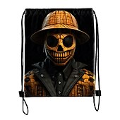 cheap Graphic Print Bags-Men&#039;s Boys Backpack 3D Print Mini Backpack Drawstring Bag Outdoor Halloween Character Polyester Large Capacity Lightweight Durable Print Red