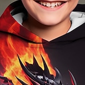 billiga Pojkens 3D-djur-Pojkar 3D Djur Drake Huvtröja Pullover Långärmad 3D-tryck Höst Vinter Mode Streetwear Häftig Barn 3-12 år Utomhus Ledigt Dagligen Normal