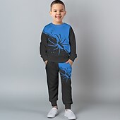 preiswerte Jungen 3D Tiere-Jungen 3D SPIDER Set aus Sweatshirt und Jogginghose Set Langarm 3d Drucken Herbst Winter Aktiv Modisch Cool kinderkleidung 3-12 Jahre Rundhalsausschnitt Outdoor Urlaub Strasse Regular Fit