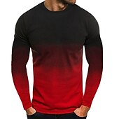 cheap Basic T shirts-Men&#039;s T Shirt Tee Top Long Sleeve Shirt Long Sleeve Crew Neck Spring &amp;  Fall Color Block Fashion Designer Basic Vacation Street Going out Black White Red Top Tee for Men