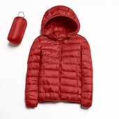 billiga Puffers &amp; Parka-dam pufferjacka med hoodie jacka vandring dunjacka vinter utomhus termisk varm packbar vattentät vindtät jacka topp full längd synlig dragkedja fiske camping / vandring / grottvandring