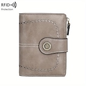 billige Lommebøker-rfid-blokkerende lommebok i kunstskinn for kvinner – vintage bifold clutch-veske med stor kapasitet med myntlomme med glidelås for hverdags- og reisebruk