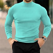 abordables Pull col rond-Homme Pull à col roulé Pull Chandail Pullover Sauteur A côtes Tricoter Découpé Tricoté Plein Col Roulé Mode Garder au chaud Usage quotidien Vacances Vêtement Tenue Automne hiver Noir Marron S M L