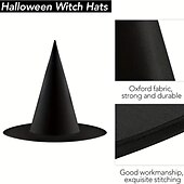 levne Dekorace na terasu-5 ks čarodějnických klobouků - černé čarodějnické klobouky z Oxfordské tkaniny pro halloweenský kostým a party doplňky
