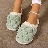 baratos Chinelos de mulher-chinelos femininos rosa felpudos, sapatos confortáveis para casa com cabedal de malha e forro de pelúcia para conforto no inverno