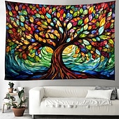 cheap Tree of Life Tapestry-L.T.HOME Tree of Life Hanging Tapestry Stained Glass Colorful Wall Art Large Tapestry Mural Decor Photograph Backdrop Blanket Curtain Home Bedroom Living Room Decoration