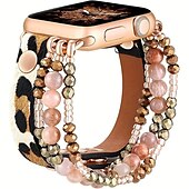 baratos Pulseiras de Apple Watch-Compatível com Pulseira Apple Watch 38mm 40mm 41mm 42mm 44mm 45mm 49mm Feminino Purpurina Couro PU Contas pulseira de substituição para iwatch Ultra 2 Series 9 8 7 SE 6 5 4 3 2 1