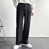tanie Luźny-Męskie Garnitury Spodnie Spodnie codzienne Plisowane spodnie Spodnie garniturowe Kieszeń Prosta noga Równina Komfort Oddychający Codzienny Święto Streetwear Elegancki Styl klasyczny Czarny Biały