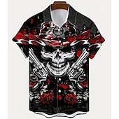 billiga Halloween grafik-Halloween Skelett Dödskalle Pumpa Hawaiian Shirts Aloha Shirt Mönster Till Herr Vuxna Halloween Karnival Maskerad 3D-utskrift Fest Halloween