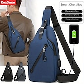 baratos Bolsas, estojos e luvas para laptop-Bolsa de peito transversal anti-furto - Impermeável resistente a arranhões mochila leve com porta de carregamento USB presente ideal para homens