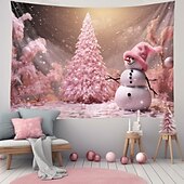 billige hengende juleteppe-juledekorasjoner snømann snøfnugg hengende billedvev veggkunst xmas stor billedvev veggmaleri dekor fotografi bakteppe teppe gardin hjem soverom stue dekorasjon