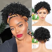 cheap Older Wigs-Afro Kinky Curly Wig Headband Wig Gray Wigs for Women Short Curly Afro Wig with Headband Attached Synthetic Gray Ombre Wig Womens Curly Real Hair Glueless Wig Gray Hair Wigs 4Inch