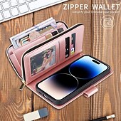 זול מארז סמסונג-טלפון מגן עבור סמסונג גלקסי S23 S22 S21 S20 Ultra Plus FE A54 A34 A14 A73 A53 A33 A23 A13 A72 A52 A32 A22 A12 Note 20 Ultra הערה 20 10 S25 Ultra מארז כרטיס ארנק עם מעמד מגנטי רוכסן רטרו TPU