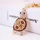 economico Ornamenti e pendenti per auto-novità strass tartaruga portachiavi portachiavi moda animale tartaruga metallo cristallo ciondolo borsa regalo