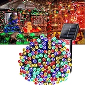 olcso Halloween szabadtéren-Kültéri Vízálló Napelem LED Füzér Fények 5M-20LEDs 7M-50LEDs 12mM-100LEDs 22M-200LEDs Tündér Fény Ünnepi Világítás Fához Fények Esküvői Party Karácsony/Halloween Kerti Beltéri Kültéri Dekoráció