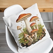 cheap Floral &amp; Plants Style-1PC Mushroom Double Double Side Pillow Cover Soft Decorative Square Cushion Case Pillowcase for Bedroom Livingroom Sofa Couch Chair
