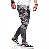 abordables Pantalones cargo-Hombre Pantalones cargo Persona que practica jogging Pantalones Retazos Bolsillo con cremallera Color sólido Comodidad Transpirable Casual Diario Ropa de calle Deportes Moda Negro Blanco Microelástico