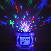 preiswerte Projektorlampe und Laser-Projektor-2023 neue star sky projektor led musik wecker multifunktions kalender temperatur display nachtlicht kinder geschenk