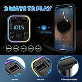 رخيصةأون مجموعة بلوتوث السيارة/الاستخدام حر اليدين-طقم سيارة Bt جهاز إرسال FM Pd Type-C Dual USB 3.1A شاحن سريع ملون ضوء محيطي جهاز استقبال الصوت يدوي mp3 سيارة لاسلكية مشغل mp3