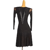 economico abito da competizione-Balli latino-americani Abito Perline Nappa A fantasia Per donna Prestazioni Addestramento Manica lunga Chinlon Retato Elastene