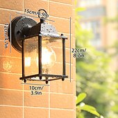 abordables luces de pared al aire libre-Aplique de pared LED, accesorio de iluminación, aplique de pared antiguo, linterna externa impermeable ip65, linterna de vidrio de aluminio a prueba de herrumbre, lámpara de pared, linterna, patio,