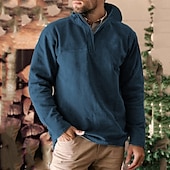 economico felpe con cappuccio da uomo di base-Per uomo Felpa con cappuccio Nero Blu marino Marrone Grigio Con cappuccio Liscio Sportivo Giornaliero Per eventi Streetwear Fantastico Informale Primavera &amp; Autunno Abbigliamento Felpe con cappuccio