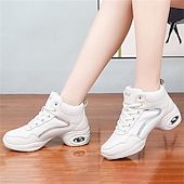 abordables Chaussures de jazz-Femme Chaussures de Jazz Baskets de Danse Danse en ligne Utilisation Entraînement Soirée Manteaux en similicuir Plus doux Professionnel Deli-pointes Talon épais Bout rond Lacet Adolescent Adulte Noir