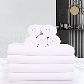 abordables Les serviettes-serviettes blanches d&#039;hôtel 70*140, serviettes de bain, salons de beauté, serviettes absorbantes, douces et faciles à sécher