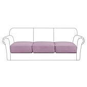 abordables Housse de fauteuil et d&#039;accoudoir de canapé-canapé extensible housse de coussin housse élastique canapé fauteuil causeuse 4 ou 3 places gris uni solide doux durable lavable