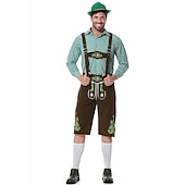 cheap Men-Oktoberfest Lederhosen Shirt Bavarian Bavarian German Wiesn Men's Traditional Style Cloth Blouse Shorts Hat