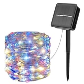 preiswerte Solarschulenleuchten-5m 10m 20m Lichterketten 50/100/200/300 LEDs EL Warmweiß Kühles Weiß Mehrfarbig Kupferdraht-Leuchten Halloween Hochzeit Weihnachtsdekoration 5 V